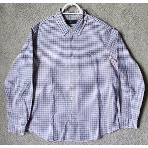 Ralph Lauren Purple & Blue Gingham Plaid Long Sleeve Button Down Shirt Size XL